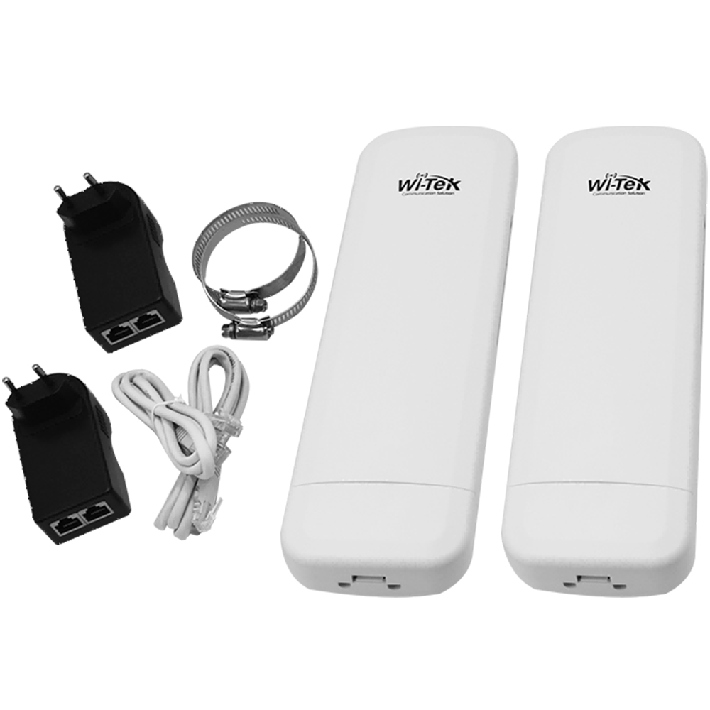 Wi-Tek WLAN Transmitter, 1 Paar, 2 Ports, 5 GHz, 5 km Reichweite, IP65, weiß-1