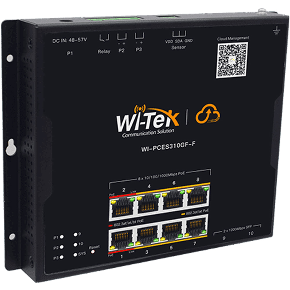 Witek PoE-Switch, 10 Ports, 8 Ports PoE, 2 Ports SFP, cloud managed, DIN-Schiene, Wandmontage-5