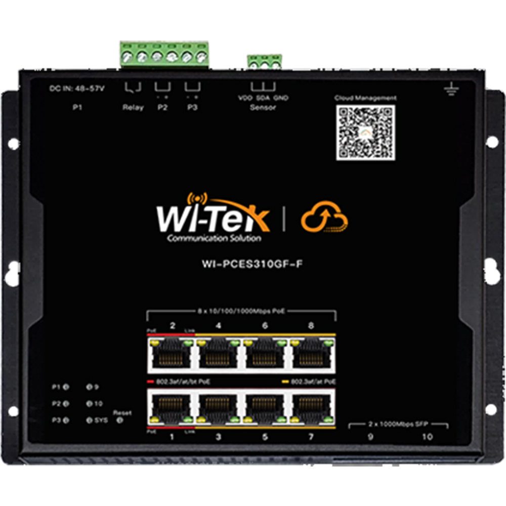 Witek PoE-Switch, 10 Ports, 8 Ports PoE, 2 Ports SFP, cloud managed, DIN-Schiene, Wandmontage-6