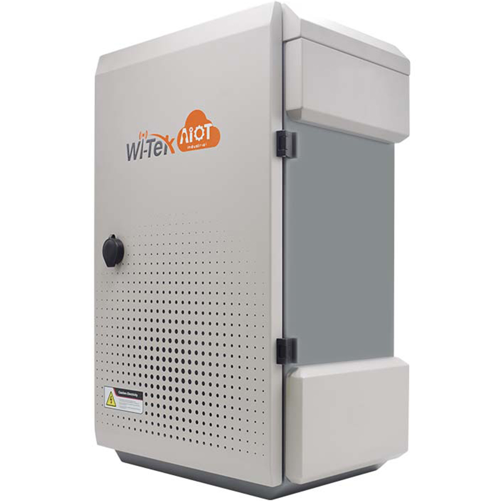 Wi-Tek IoT-Gehäuse, mit Lüfter, IP65, IK10, Metall, grau, Boden, Mast, Wand-6