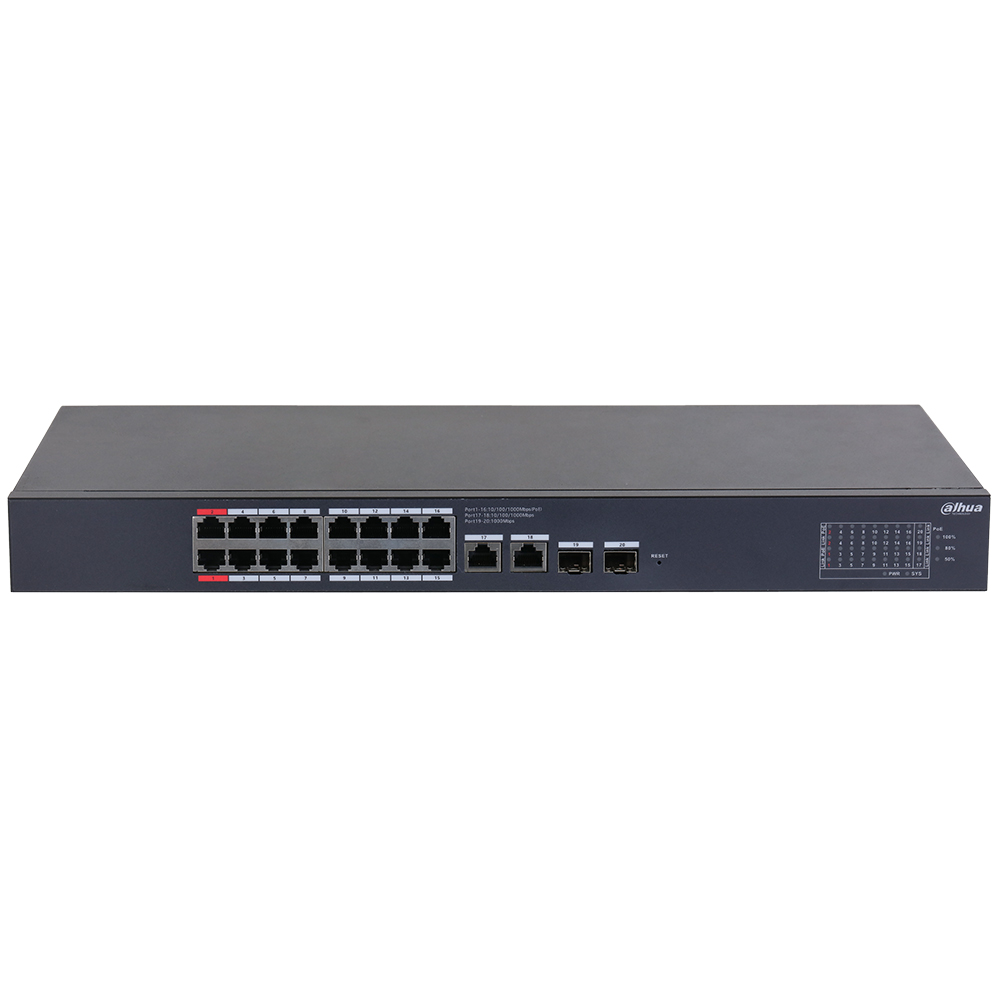 Dahua PoE-Switch, 20 Ports, 16 Ports PoE, Hi-PoE, cloud managed-2
