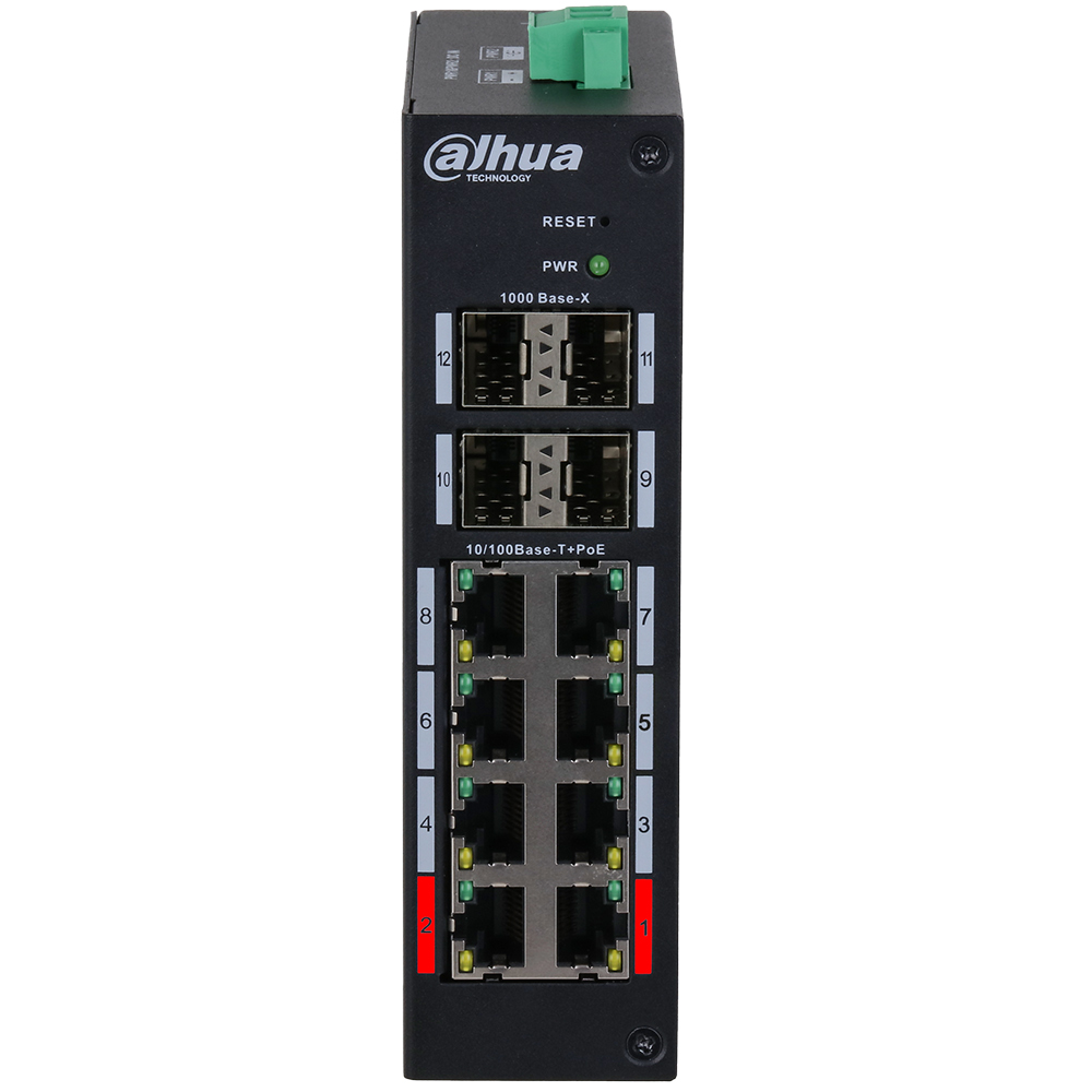 Dahua PoE-Switch, 12 Ports, 8 Ports PoE, 250m, managed, Desktop, DIN-Schiene-2