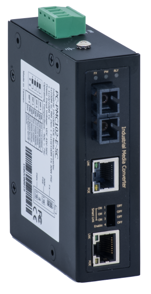 Barox Medienkonverter für Hutschienenmontage, PoE+-1