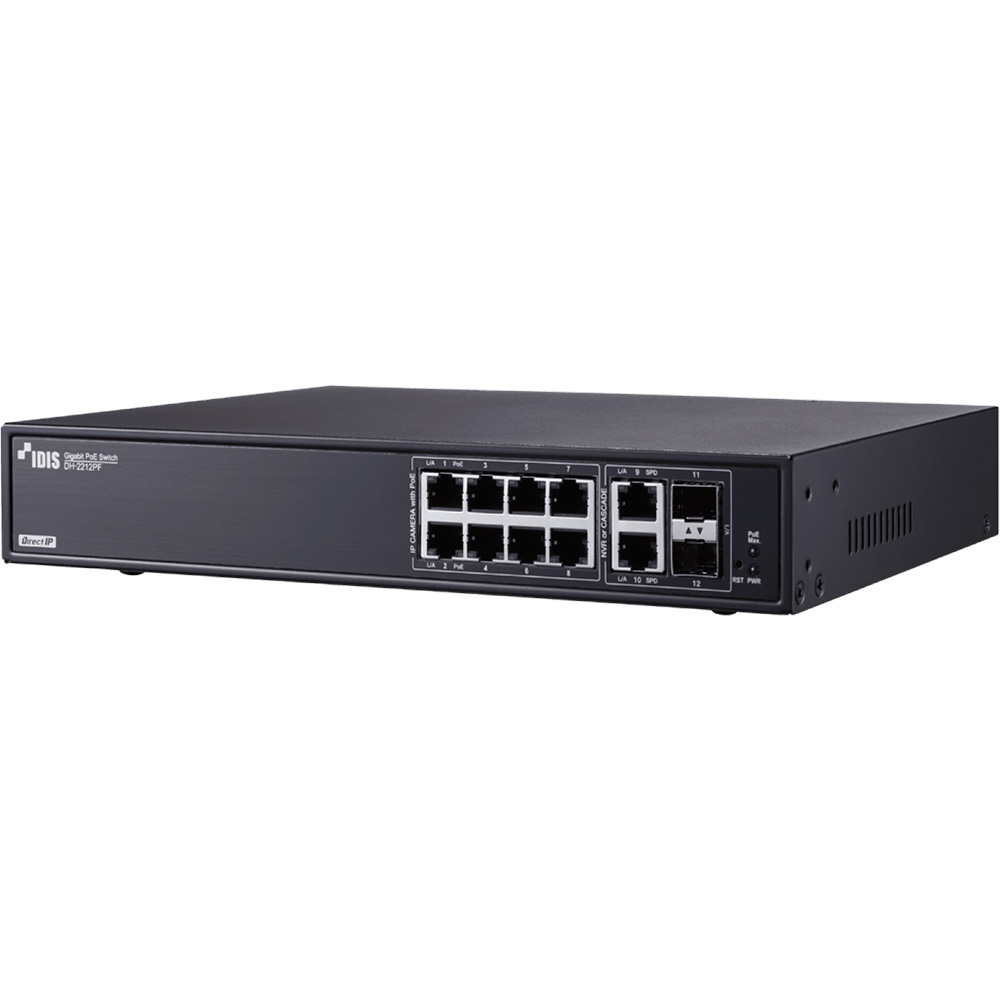 IDIS PoE-Switch, 12 Ports, 8 Ports PoE, 2 Ports SFP-1
