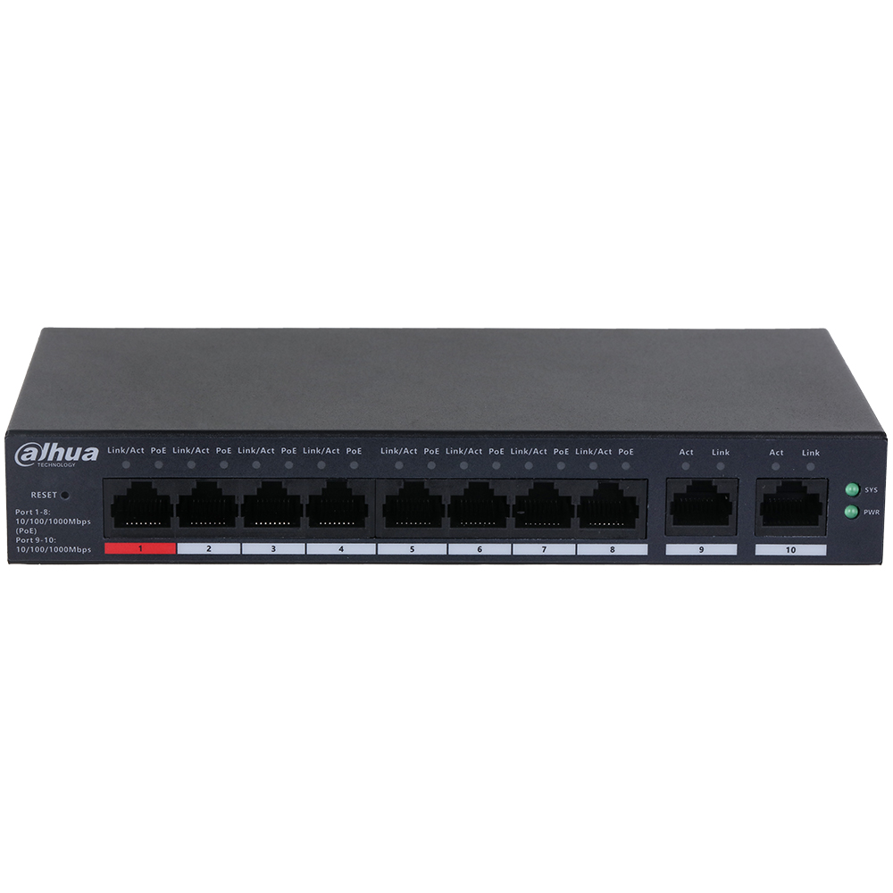 Dahua PoE-Switch, 10 Ports, 8 Ports PoE, Hi-PoE, cloud managed-2